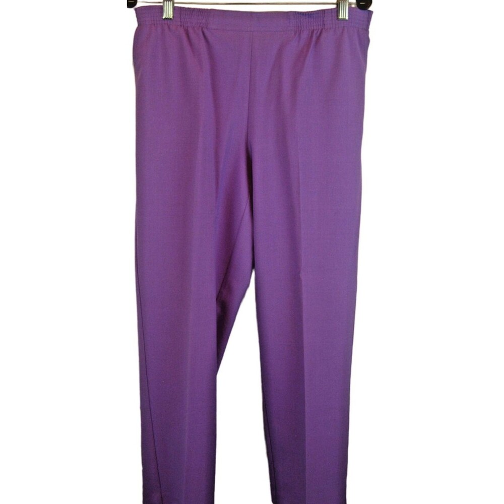 Womens NWOT Nikki Purple Flat Front Elastic Waist Island Pants sz P8(32+x28x10r)